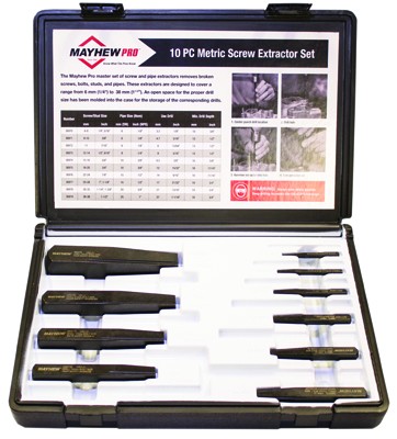 Mayhew 37345 | Screw Extractor 10 Pieces Set