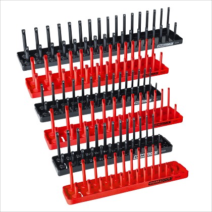OEM Tools 22234 | 6 Piece SAE and Metric Socket Tray Set, Red and Black