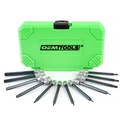 OEM Tools 23563 | 12 Piece Extra Long Hex Bit Socket Set, SAE