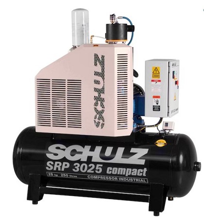 Schulz 970.2840-S | 25-HP 80-Gallon Open Rotary Screw Air Compressor (208-230V 3-Phase)