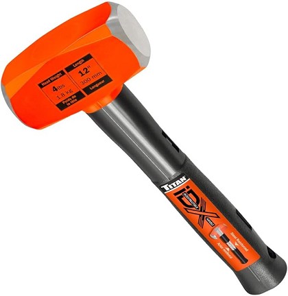 Titan Professional Tools 63614 | 4lb Indestructible Drilling Hammer/Sledge Hammer, 12-Inch Handle