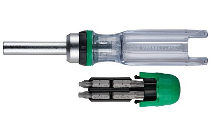 Vessel Tools USA TD6808TXU | Ratcheting Screwdriver with 8-Piece Bit Set
