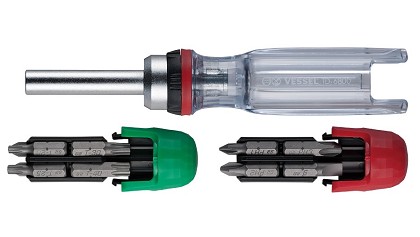 Vessel Tools USA TD6816MGU | Ratcheting Screwdriver with 16-Piece Bit Set
