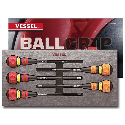 Vessel Tools Usa 22005EVA | BALL GRIP Ratchet Screwdriver 5 Piece Set