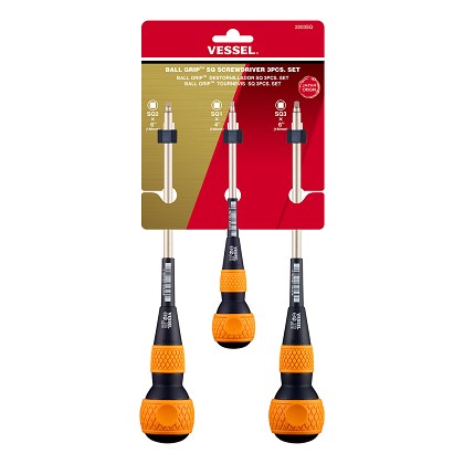 Vessel Tools Usa 2203SQ | Ball Grip SQ Screwdriver 3 Piece Set
