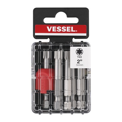 Vessel Tools Usa MGETX4050P10T | NECK TORSION Power Bit T40x50 10 Piece with MAG ENHANCER (Case)