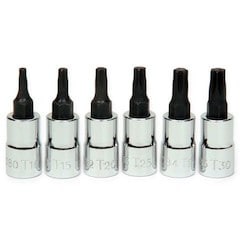 Williams 30908 | 1/4 Drive Torx Bit Socket, High Polished Chrome Finish, Set, 6 Pieces