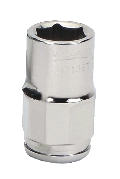 Williams 31708BT | 3/8 Drive Bolt Thru Socket, High Polished Chrome Finish, 6 Point, 8 mm