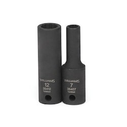 Williams 35408 | 3/8 Drive 8 mm Deep Impact Socket 12 Point, Black Industrial Finish