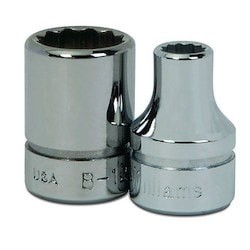 Williams BM-1206 | 3/8 Drive Shallow Socket, High Polished Chrome Finish, 12 Point, 6 mm