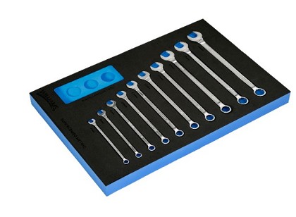 Williams JHWFMWS-18A1 | 10 Piece Metric 12 Point SUPERCOMBO® Combination Wrench Set in 1/3 Foam Drawer Insert, Sizes 7 mm to 16 mm