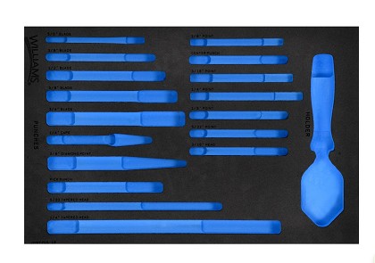 Williams JHWFPCS-1813FM | 1/3 Foam Drawer Insert Only for 18 piece Chisels & Punches Set
