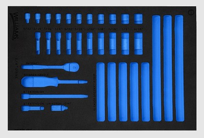 Williams JHWFWSM-26HF13FM | 1/3 Foam Drawer Insert Only for 27 piece 1/4 Drive 6 Point SAE Standard Socket and Drive Tool Set