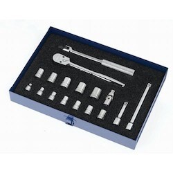 Williams MSB-17FTB | 3/8 Drive Socket and Drive Tool Set, 12 Point, Metric, 17 Pieces, in Keep Safe Foam, in Metal Tool Box
