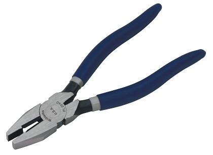 Williams PL-205C-TH | Industrial Grade Linesman’s Pliers, Double Dipped Plastic Handles