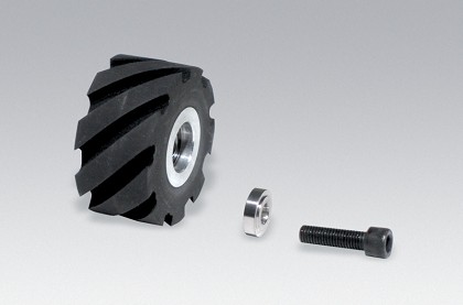 Dynabrade 11650 | Contact Wheel Assembly, 2 Inch Dia. x 1 Inch Width x 5/8 Inch Inside Dia., Standard Face, 70 Durometer Rubber