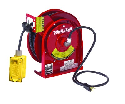 Reelcraft L45451237 | 12/3 45 ft. Premium Duty Duplex Outlet Box w/GFCI Power Cord Reel
