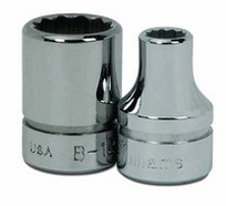 Williams BM-1208 | 3/8 Drive Shallow Socket, High Polished Chrome Finish, 12 Point, 8 mm