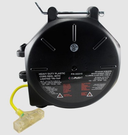 Cliplight Mfg 222315 | Retractable Reel Extended Cord