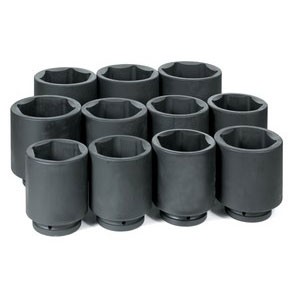 Grey Pneumatic Corporation 9011MD | 1 Inch Drive Deep Length Metric 6 Point Impact Socket Set 11 Pc 76-115mm