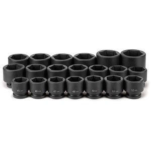 Grey Pneumatic Corporation 9020M | 1 Inch Drive Standard Length Metric 6 Point Impact Socket Set 20 Pc 45-75mm