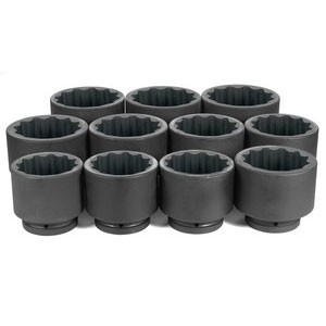 Grey Pneumatic Corporation 9111M | 1 Inch Drive Standard Length Metric 12 Point Impact Socket Set 11 Pc 76-115mm