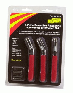 Kastar Hand Tools 5278 | Offset Ratcheting Screwdriver Bit Wrench Set, 7 Pc
