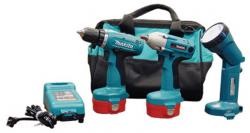 Makita 6934FDX | 14.4 V NiCd Cordless 3 Tool Combo Kit, Includes 1/2 Inch Impact Wrench, 3/8 Inch Drill, Flashlight, 2 Batteries, Charger, and Bag