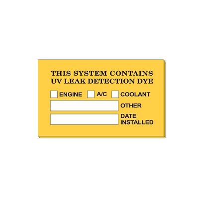 Mastercool Inc 53315 | Label For Uv Leak Detection Dye Kit (25