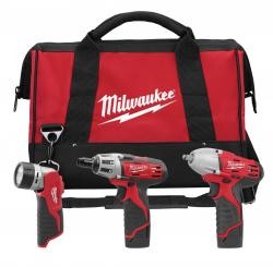 Milwaukee Tools 2491-23 | Combo 3Tool 12V Drive Drill/Impact/Li-Ion Kit